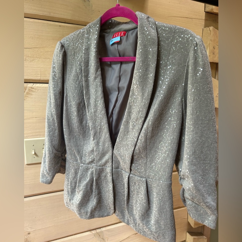 Elle Grey Sequin Blazer